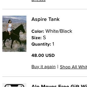 Alo White and Black Aspire Tank Top